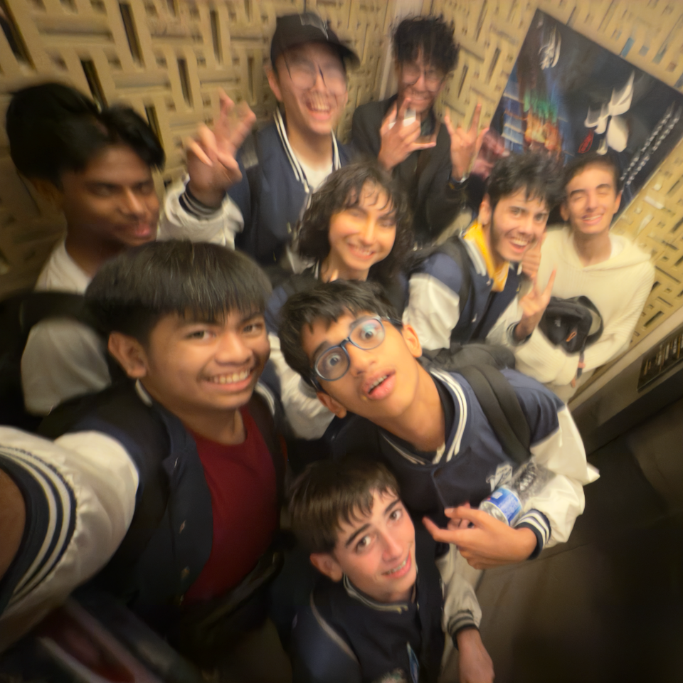 A picture of with other Hack Clubbers in an elevator